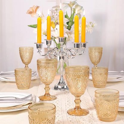 abrwyy Amber Glassware set of 4 Vintage Drinking Glasses, 9.5oz Amber Heavy - Image 9