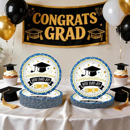 2026 Graduation Plates 7 Inch 40Pcs Blue Paper Plates Disposable, Class of 2026 - Image 4