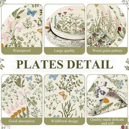250 Pcs Wildflower Party Decorations Include Spring Summer Floral Paper Plates - Image 2