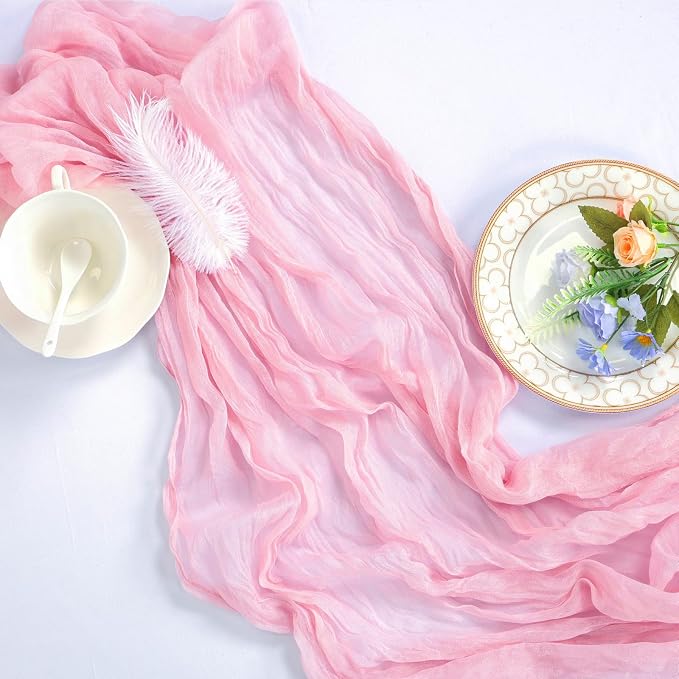 12 Pack Pink Cheesecloth Table Runner 10ft Boho Gauze Fabric Cheese Cloth Table - Image 6