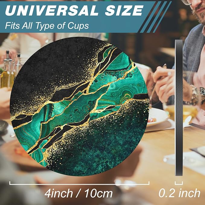 Coasters for Drinks, Kitchen Home Decor Housewarming Gift, Round 4 in - Image 3