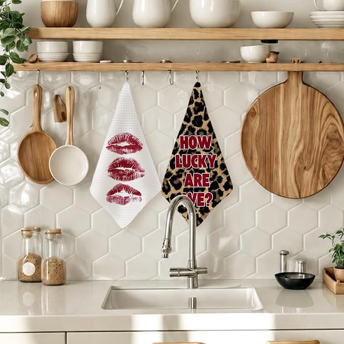 Trendy Red Cheetah Print Hand Towels - Image 4