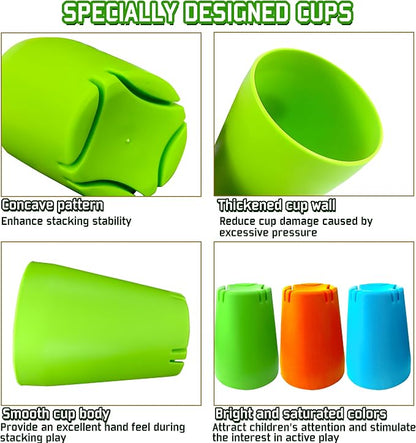3-in-1 Cup Stacking Set; Toddler to Young Kids Quick Stacking Cups Game; - Image 4