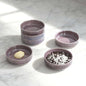 Ceramic Dipping Bowls Set of 6, 4oz Sauce Dishes, 3.74 Inch Diameter, Oxford White with Vertical Texture, Stackable & Dishwasher Safe (Purple)