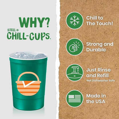 Steel Chill Cups 16 oz. Reusable Party Cups, Summer BBQ Grill, 100% recyclable - Image 3