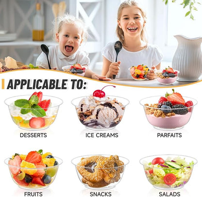 8 oz Small Clear Plastic Bowls, 100 Pack | Disposable Hard Plastic Party - Image 7