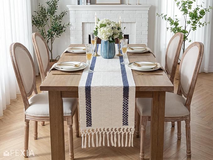 Fall Table Runner Blue for Coffe Table Home Boho Decor 12x72 Inch | 72 Inches - Image 4