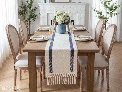 Fall Table Runner Blue for Coffe Table Home Boho Decor 12x72 Inch | 72 Inches - Image 4
