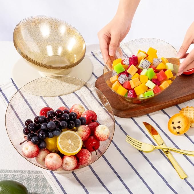 5 Pack Gold Glitter Plastic Serving Bowls - Image 6
