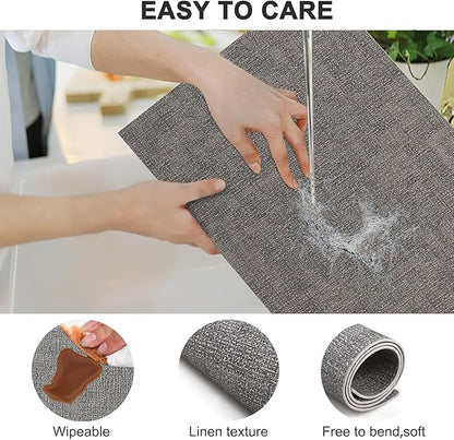 Leather Heat Resistant Placemats Set of 6 Waterproof Wipeable Washable PU Table Mats,Easy to Clean Anti-Slip Place Mats (Smokey Grey, 6)