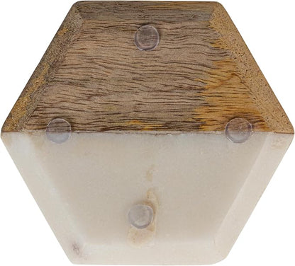 Creative Co-op Marble & Mango Wood Hexagon Coasters - Image 7