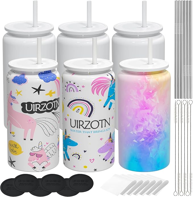 6 Pack 16 oz Sublimatable Tumbler, Insulated Tumbler by UIRZOTN