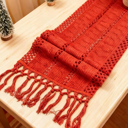 Christmas Table Runner for Red Tassel Home Decor 108 Inches Long, Winter Xmas by Niviy