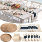 6 Sets Boho Decoration Placemats Round Woven Placemats, Cloth Napkins, Wood by Gandeer