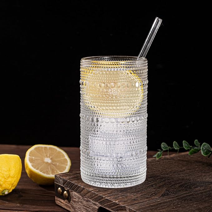 Dingerjar Upgraded Large Capacity 16 oz/480 ml Hobnail Glasses Drinking Set of - Image 6