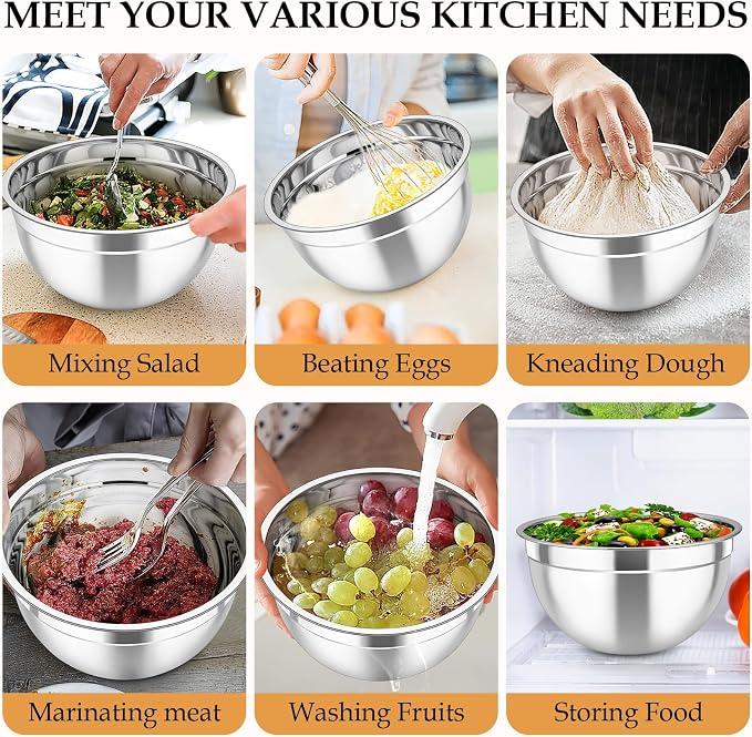TeamFar Mixing Bowls, Stainless Steel Nesting Salad Bowls Set | Mixing Bowls - Image 7