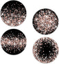 Drinks Coasters Set of 4, Sparkling Rose Gold Glitter Round 4" Cup Coasters, Absorbent Ceramic Stone Coasters with Cork Base, Cute Coasters for Table Home Décor, Ideal Gifts for Women Men