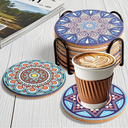 Coasters Set of 8, Colorful Cork Drinks Coasters - Image 7