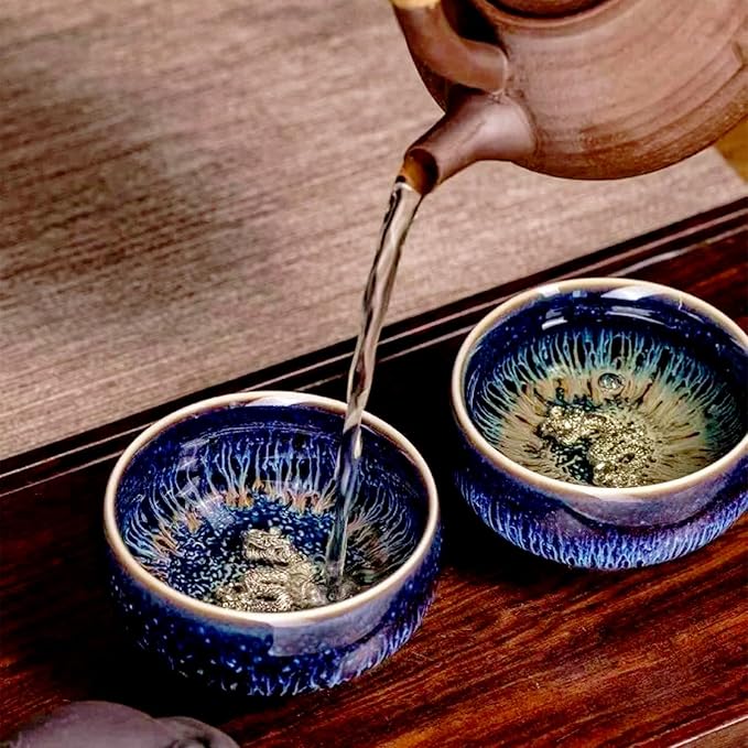 Tenmoku Ceramic Tea Cup with Dragon, 3 oz Chinese Small Teacup | Handmade - Image 7