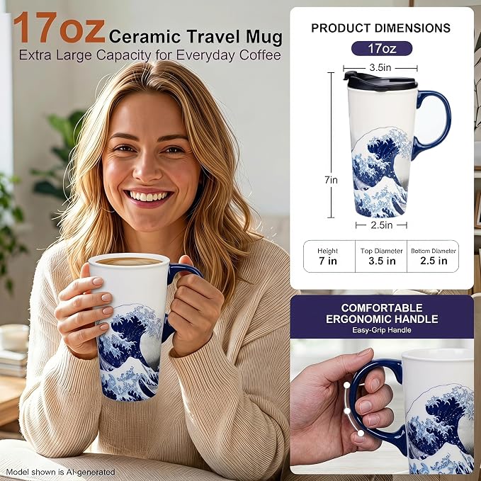 Topadorn 17oz Ceramic Travel Mug - Image 2