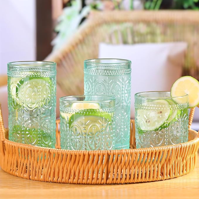 Darlion Vintage Glassware, 10oz Green Glass Cups | Food Grade Glass, Lead-Free - Image 4
