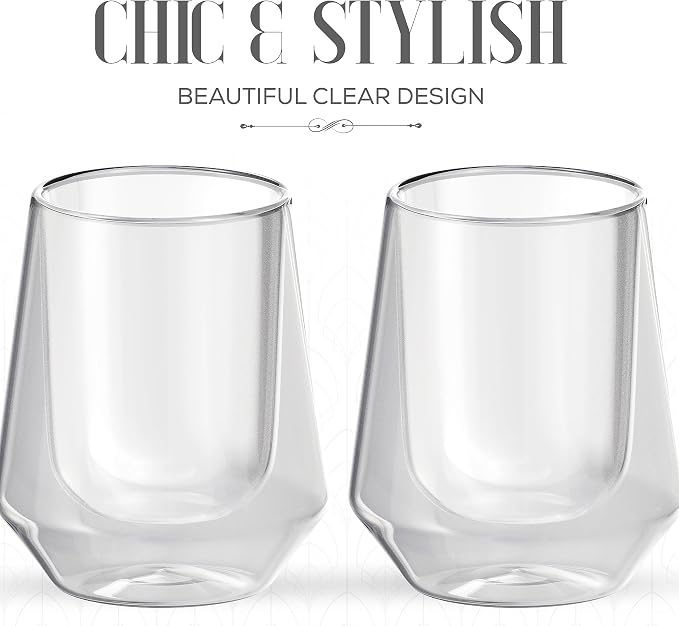 Elle Decor Double Wall Insulated Glasses, 2-Piece 8 oz Clear Borosilicate Glass - Image 4