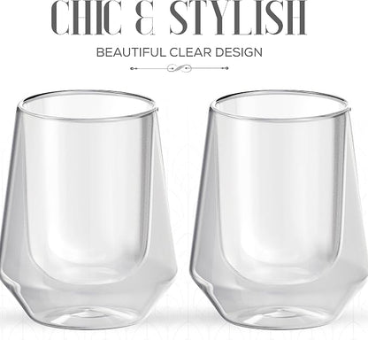 Elle Decor Double Wall Insulated Glasses, 2-Piece 8 oz Clear Borosilicate Glass - Image 4