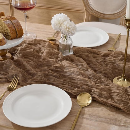 12 Pack Coffee Brown Cheesecloth Table Runners, 120 Inch 10Ft Gauze Table Runner - Image 3
