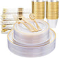 WELLIFE 350PCS Clear-Gold Plastic Plates by WELLIFE