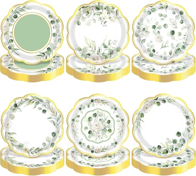 120 Pcs Sage Green Paper Plates 7 Inch Eucalyptus Spring Party Plates Sage by Umigy