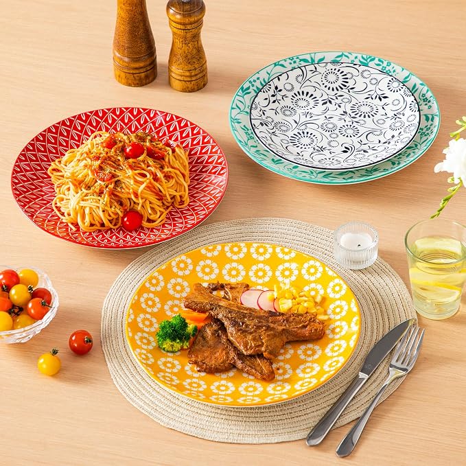 vancasso 10.25" Ceramic Dinner Plates Set of 6, Muted Vintage | Microwave - Image 5