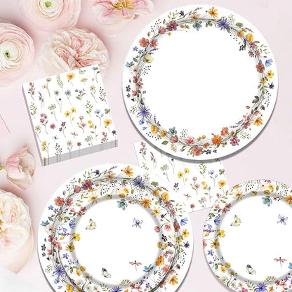 60Pcs Wildflower Paper Plates and Napkins Party Supply, Serves 20 | Floral Baby - Image 3