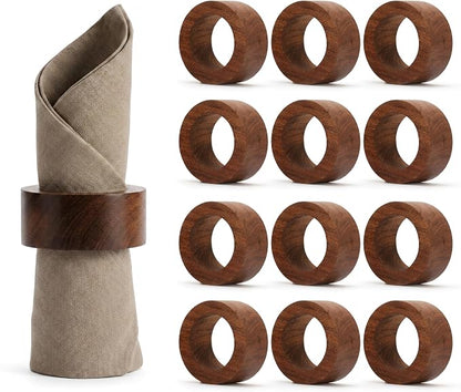 Napkin Rings – Pack of 12, Handwoven Rustic Table Décor by LeatherLatch