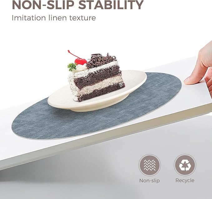 NCUE 13" Faux Leather Round Placemats Set of 6, Reversible Dual-Color | - Image 3