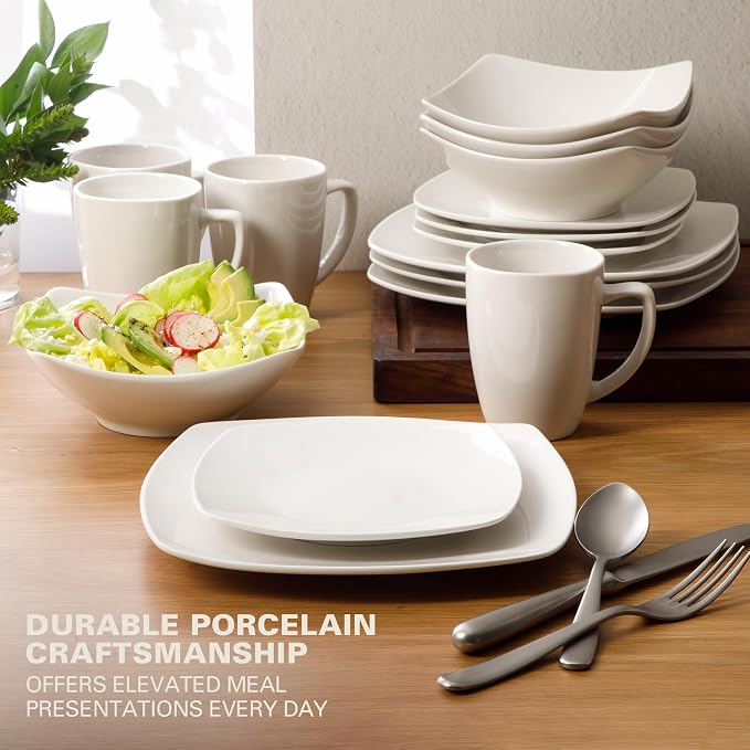 Gibson Home Zen Buffet White Porcelain Dinnerware Set - Image 3