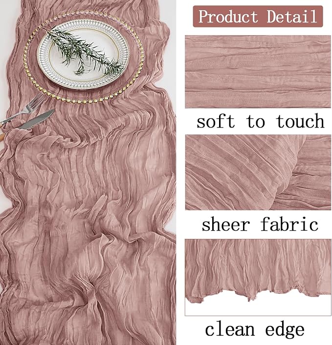 8 Pack Dusty Pink Cheesecloth Table Runner 20 x 120 inch Gauze Table Runners 10 - Image 6