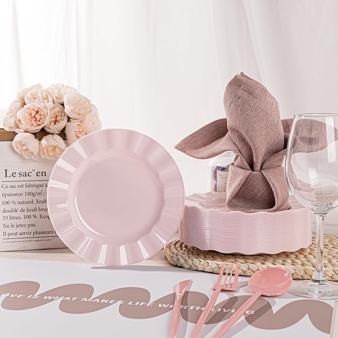 72 Pack Pink Plastic Plates, Thanksgiving - Image 3