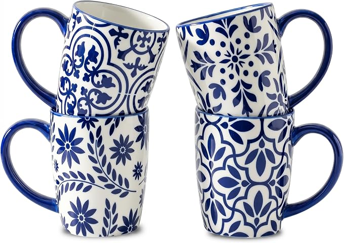 glowworm Coffee Mugs, 16 Ounce Ceramic Coffee Cups Set of 4, Dishwasher & by GLOWWORM