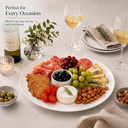 Serving Platters Set of 4, 12 Inch White Ceramic Serving Plates, Round Platters - Image 4