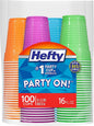 Hefty Party On Disposable Plastic Cups, 16 Ounce, Disposable Plastic Cups by Hefty