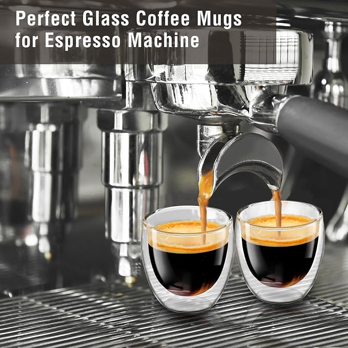 Espresso Cups Set of 4, 5oz Espresso Shot Glass Double Walled Coffee Cups | - Image 3