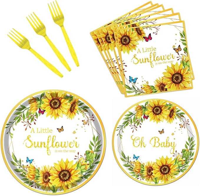 Rakuto Sunflower Baby Shower Decorations Supplies, A little Sunflower is on the by Rakuto