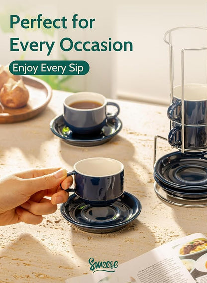 Sweese 2.5 Ounce Porcelain Stackable Espresso Cups - Image 5