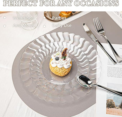 Lullaby 60PCS Clear Scalloped Plastic Plates, Disposable Plates - Image 5