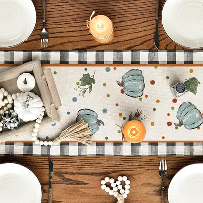 Artoid Mode 210 GSM Fall Table Runner 13x72 Inch Home Party Decor | Blue - Image 7