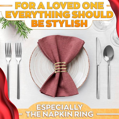 Gold Napkin Rings Set of 8 - Valentine Napkin Rings with Elegant Spiral Design | Durable Metal & Shiny Gold Finish | Great for Weddings, Holidays & Everyday Use | Romantic Valentine Table Decoration