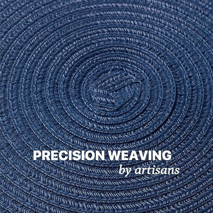 Round Placemats Set of 6 Woven Placemats Washable Braided Table Mats for Dining Table Heat Resistant Non-Slip Circle Place Mats(Navy Blue)