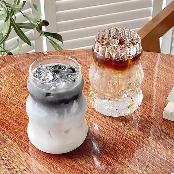 2 Pcs Ribbed Glass Cups, 18 Oz Vintage Drinking Glassware - Image 4