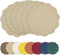 AHHFSMEI Round Faux Linen Placemats Set of 6 Waterproof Table Mats Heat Resistant Non-Slip and Stain Proof for Kitchen Dining Elegant Decor (Linen Beige,6)