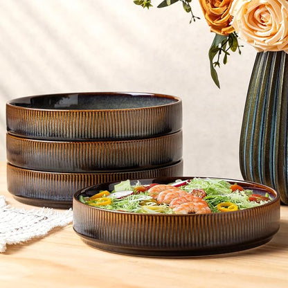 7.5" Ceramic Pasta Bowls Set of 4, Salad Bowls | Versatile Serving Bowls by TheTerra